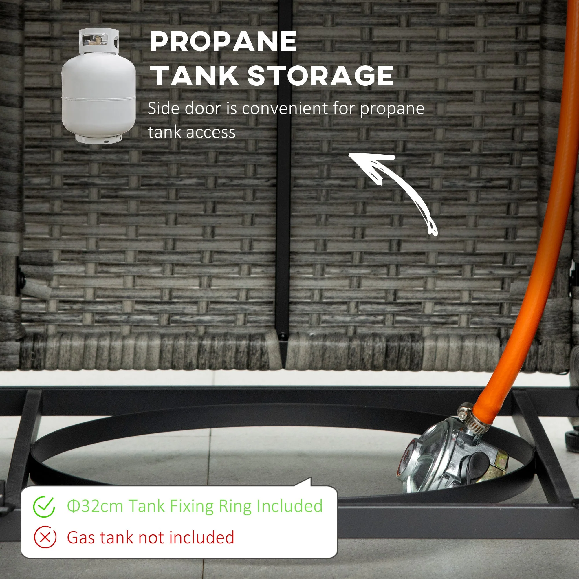 Outsunny Outdoor PE Rattan Gas Fire Pit Table - Image 4