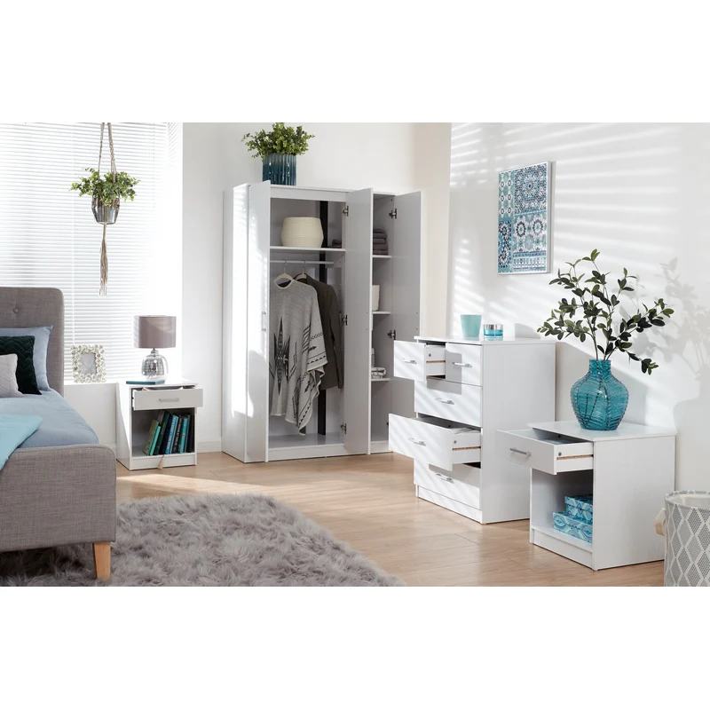 Panama 4 Piece Bedroom Furniture Set White Extending Table - Image 8