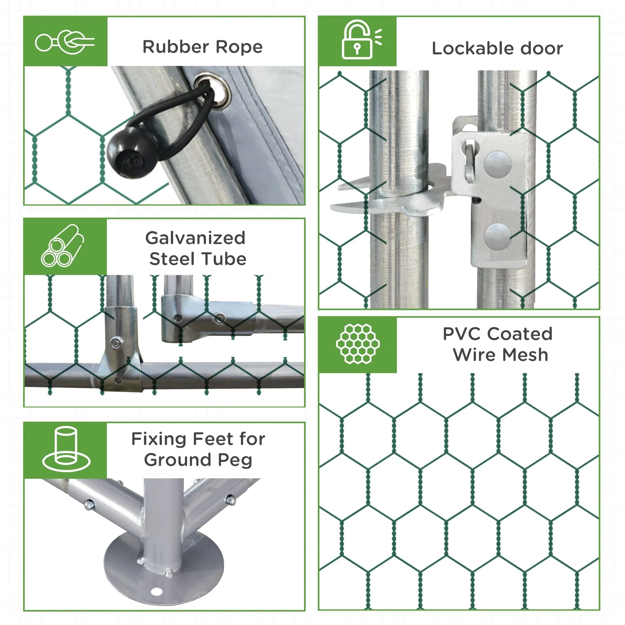 PawHut Chicken Run with Roof - Image 6