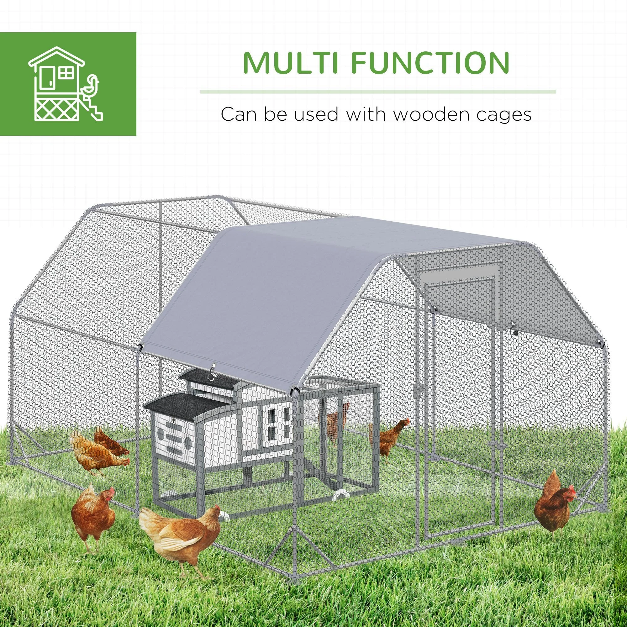 PawHut Chicken Run with Roof - Image 7