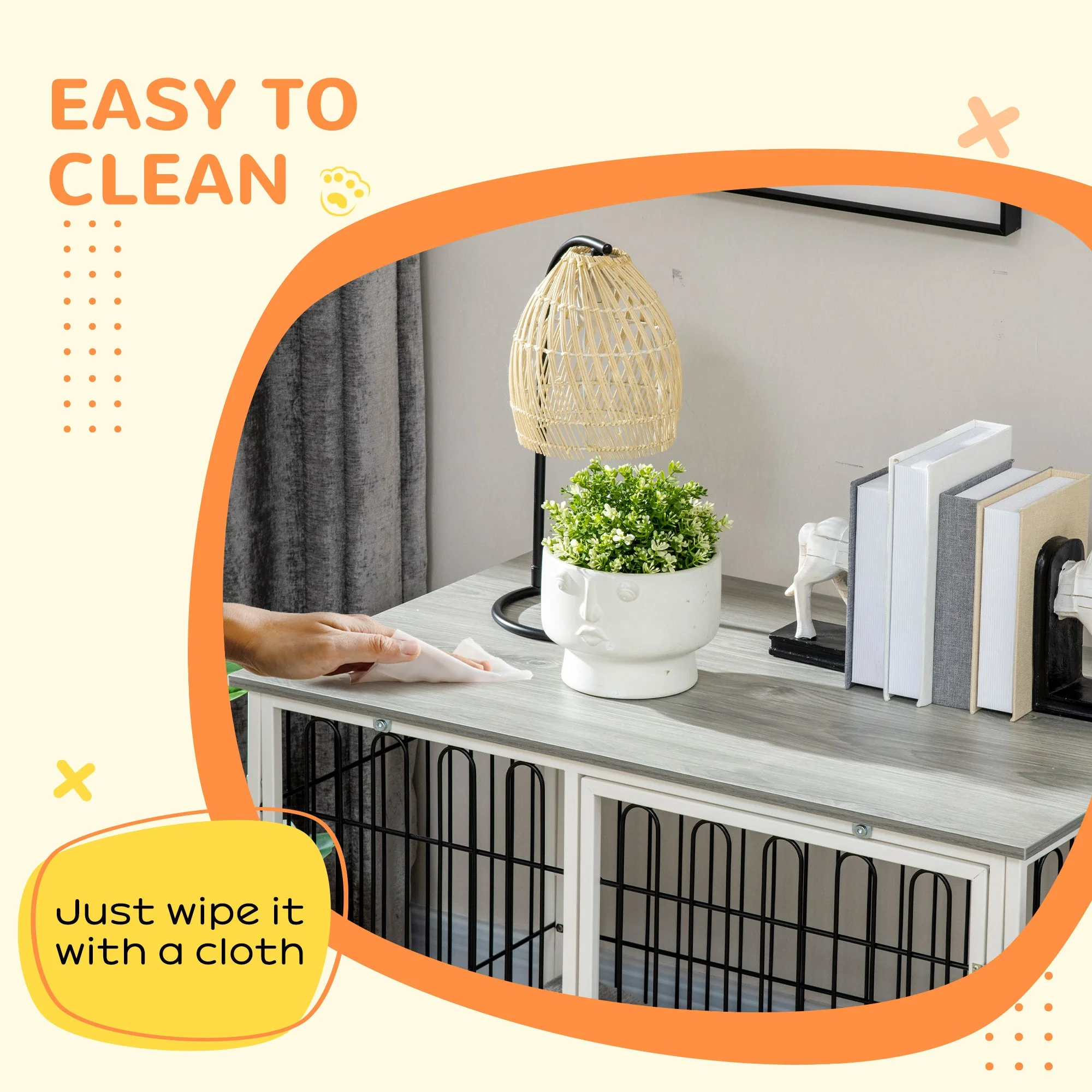 PawHut Dog Crate Furniture Side End Table with Soft Washable Cushion - Image 3