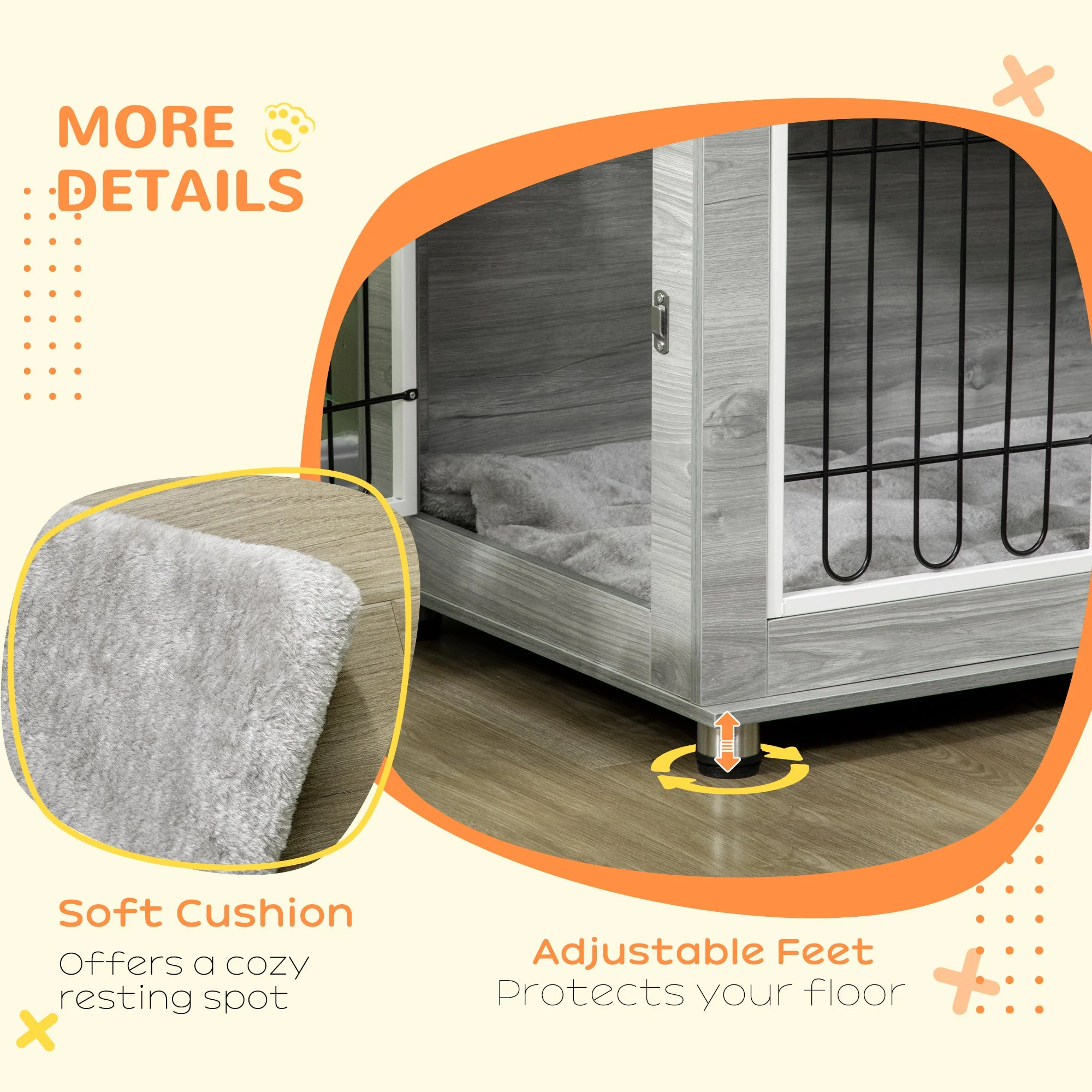 PawHut Dog Crate Furniture Side End Table with Soft Washable Cushion - Image 7