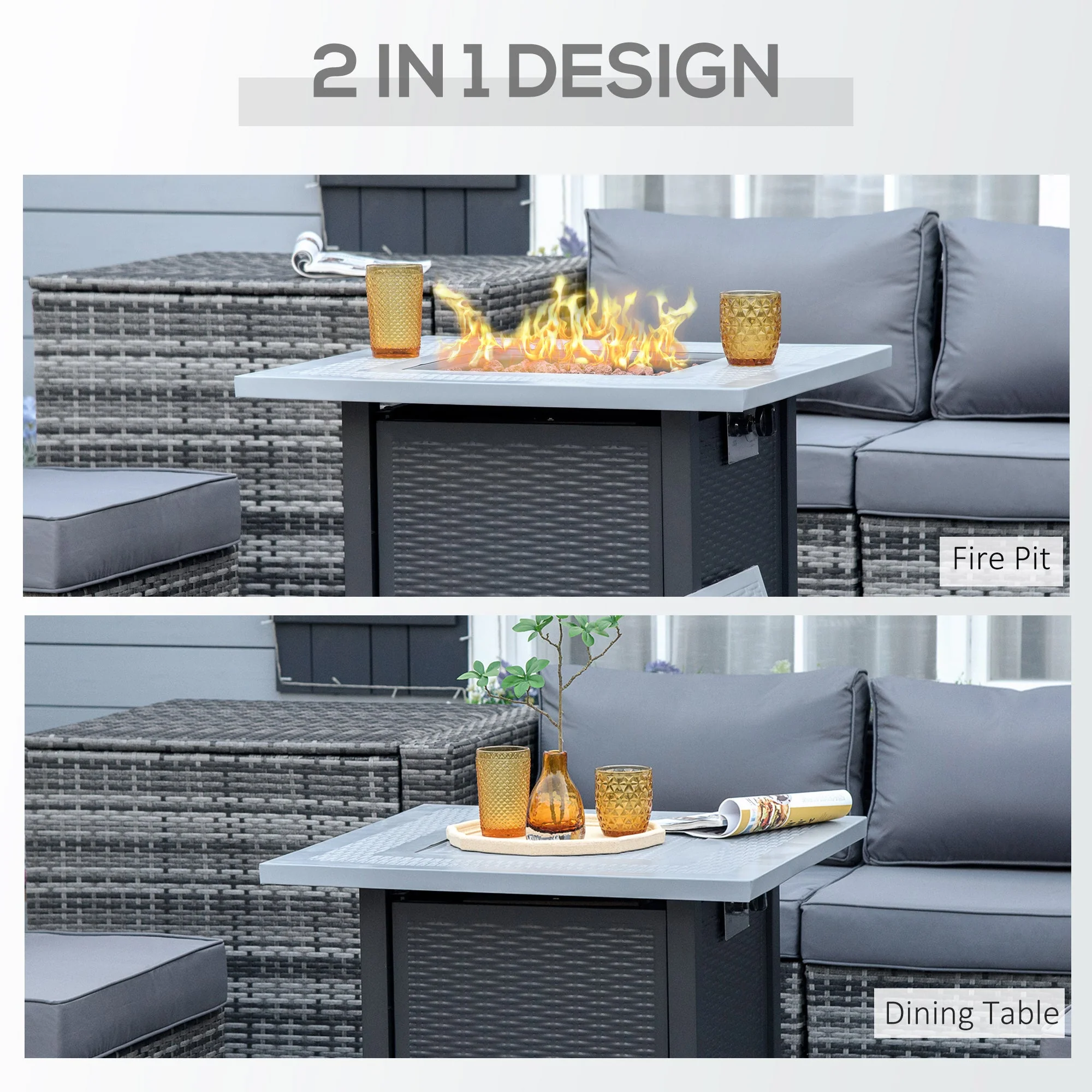 Square Propane Gas Fire Pit Table - Image 3