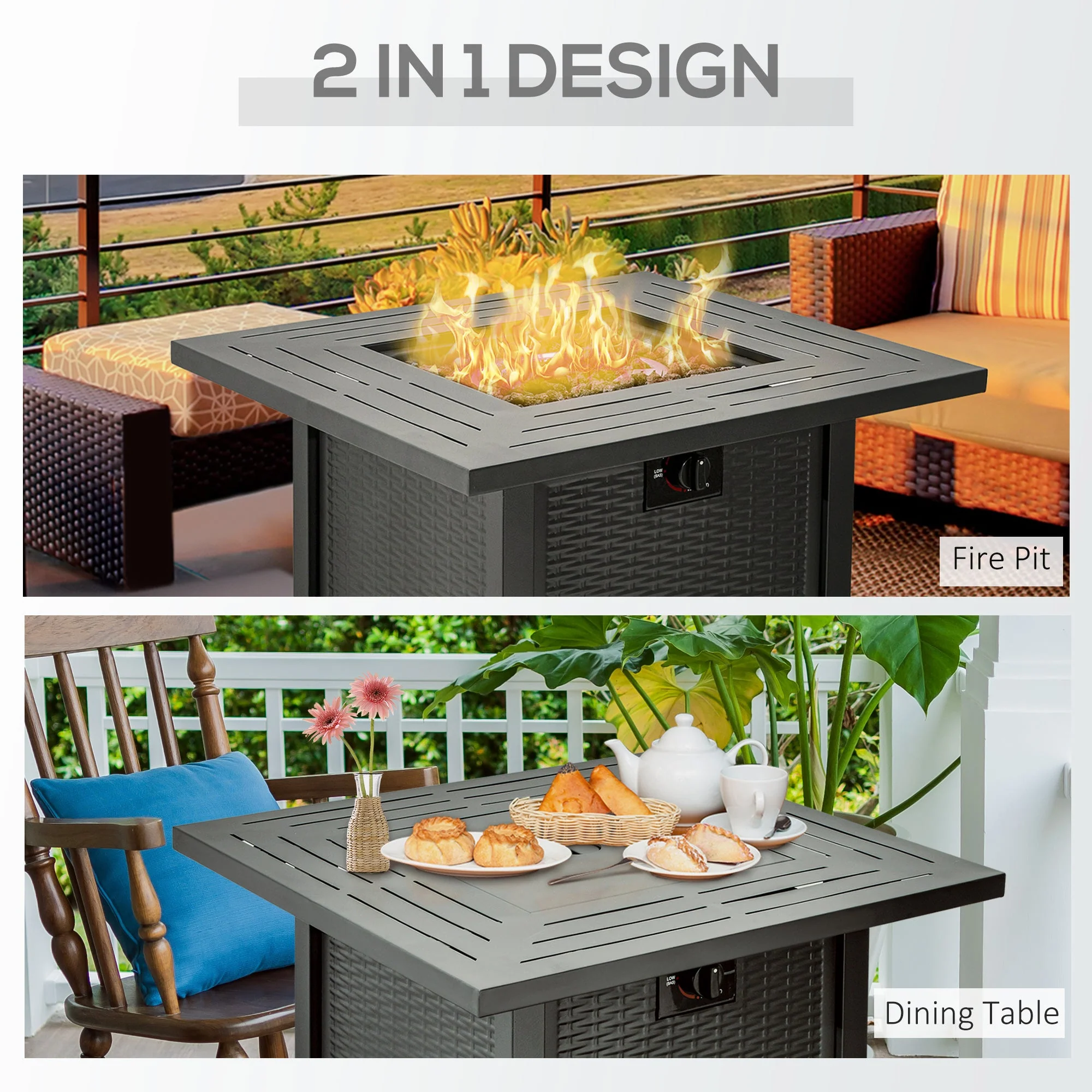 Square Propane Gas Fire Pit Table - Image 4