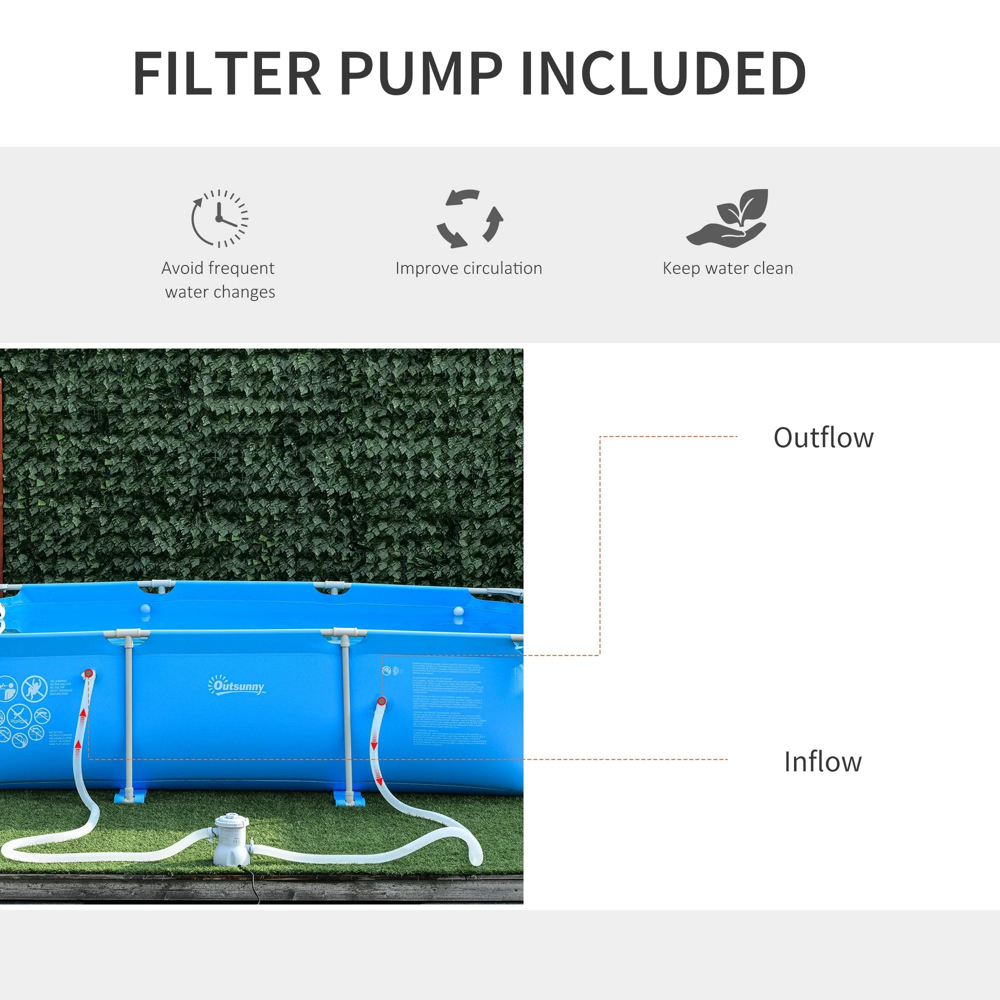 Steel Frame Swimming Pool w/ Filter Pump and Reinforced Sidewalls Rust Resistant - Image 4