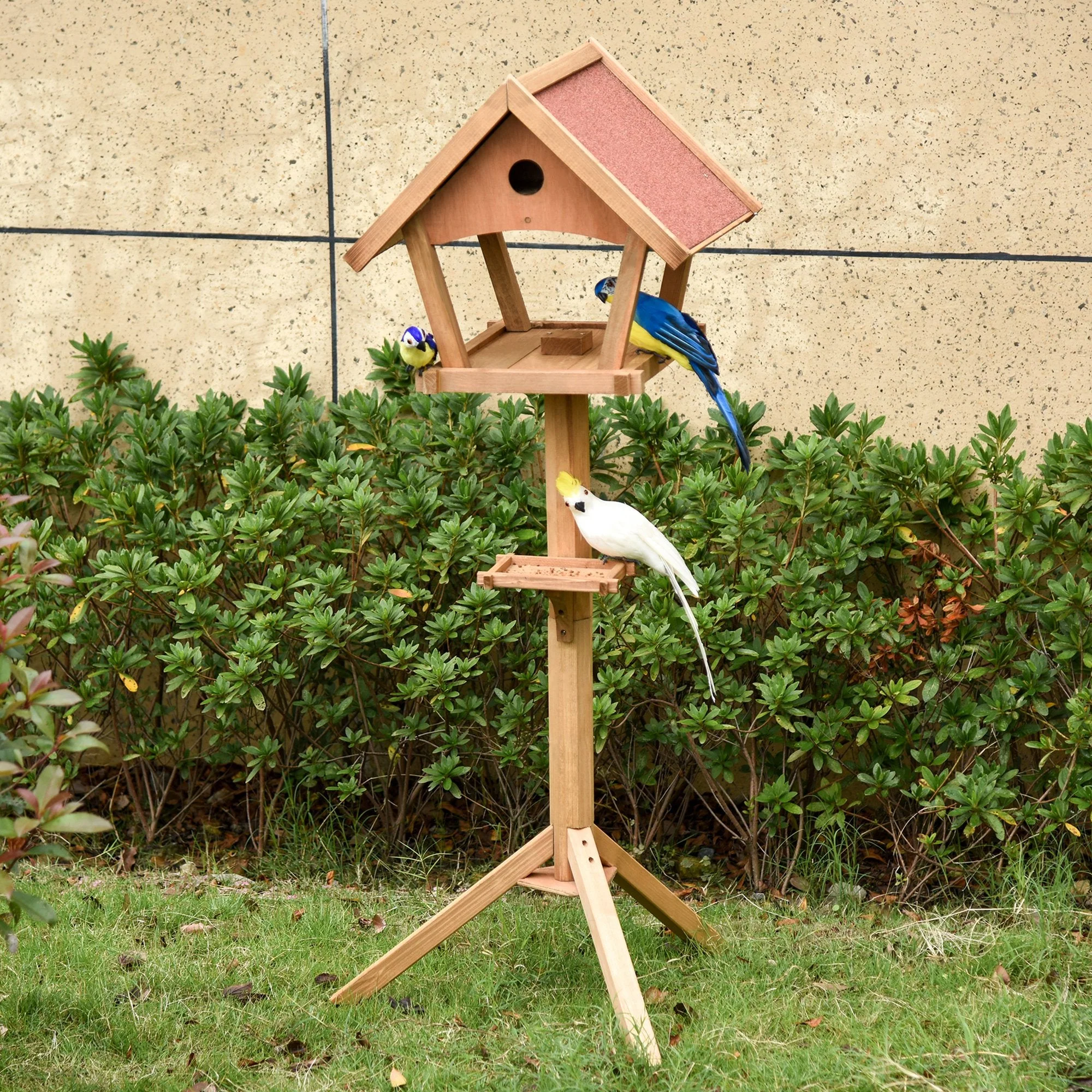 Tower 139cm Nesting Box & Feeder Table Natural by Pawhut - Image 3