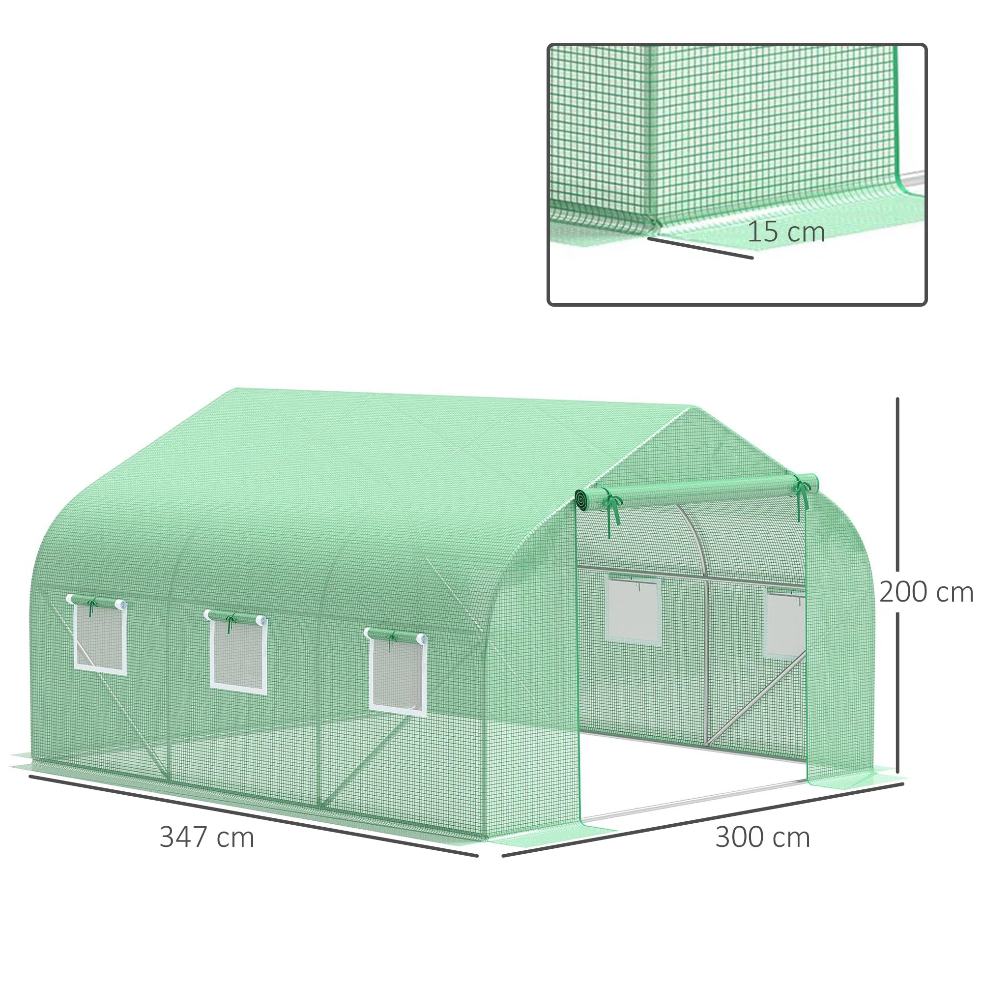 Walk In Greenhouse Cover Replacement Plant Growhouse PE Cover 4.5x3x2m Green - Image 3
